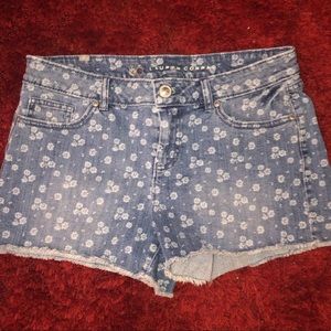 Floral Distressed Cut-Off Denim Shorts